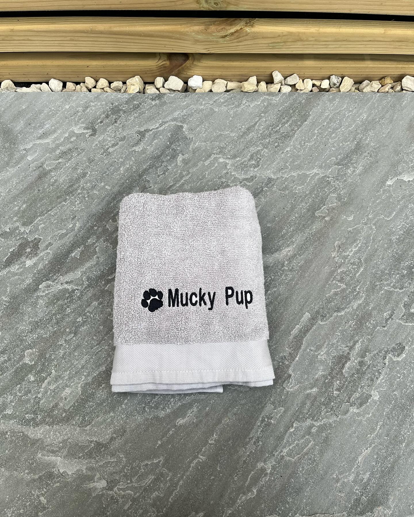 Personalised 'Mucky Pup' Embroidered Pet Towel