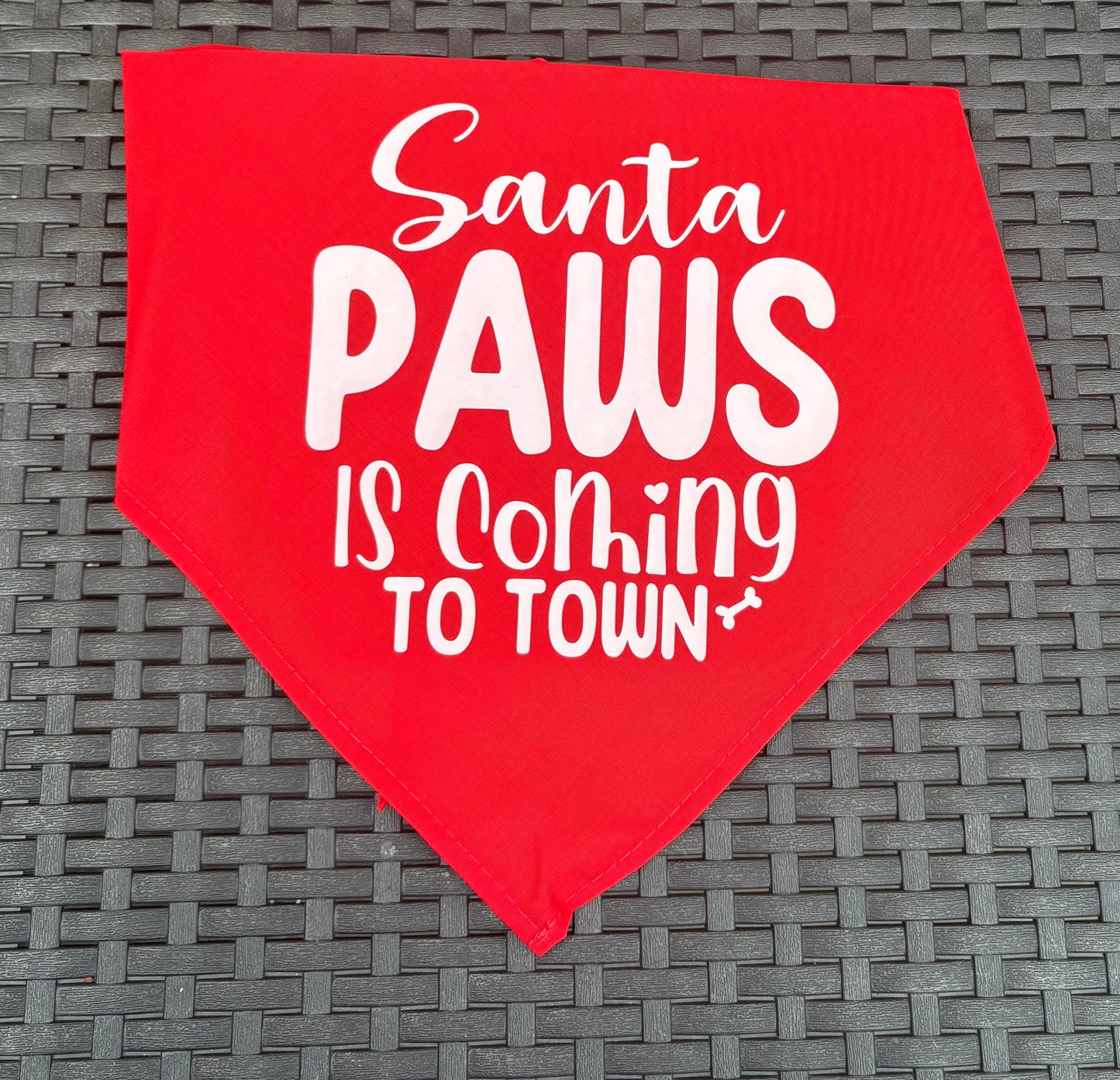 Personalised Christmas Pet Tie Bandana - One Size santa paws is coming to town