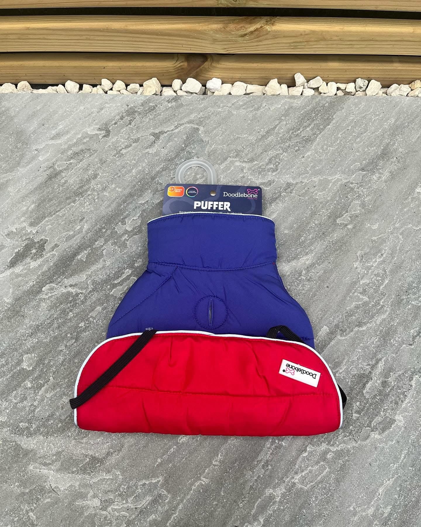 Doodlebone Dog Padded Reversible Jacket Coat - Ruby & Cobalt - Size 1-3