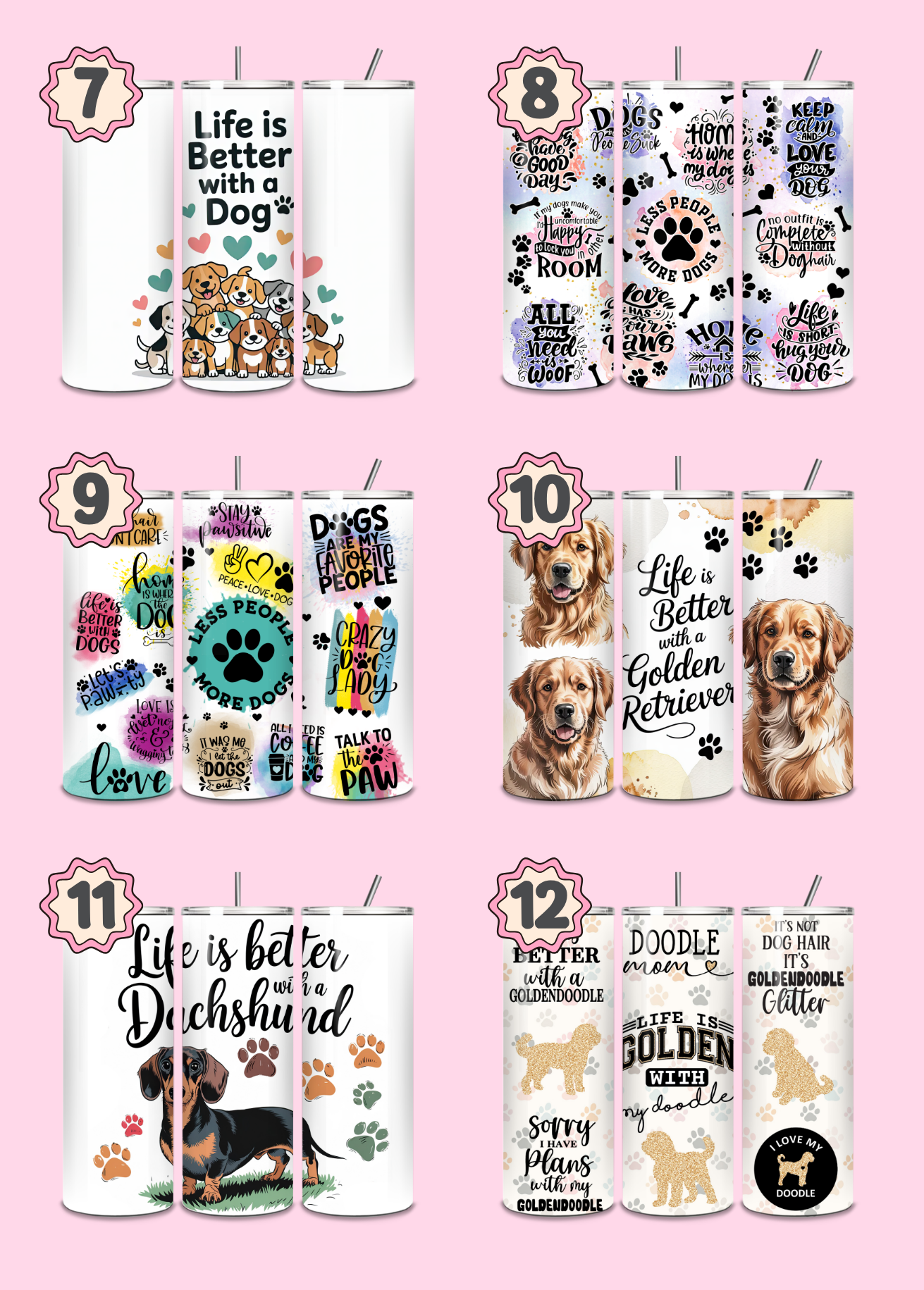 Life is Better Themed Thermal Stainless Steel Tumbler 20oz - Dogs | Pet Gifts For Humans | Choose Design
