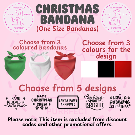 Personalised Christmas dog bandanas for pet businesses and bulk orders
