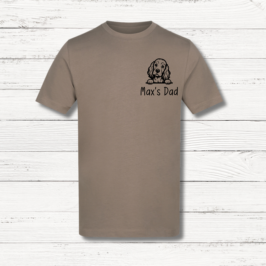 Personalised T-shirt with Max's Dad dog outline design