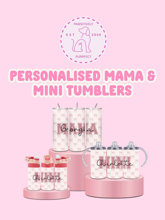 Personalised Mama and Mini matching tumbler set with 20oz and 12oz cups