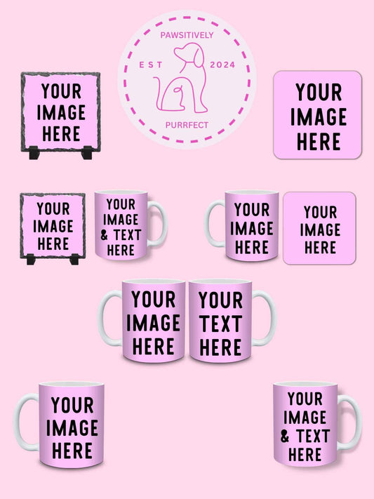 Personalised pet mug and matching coaster set