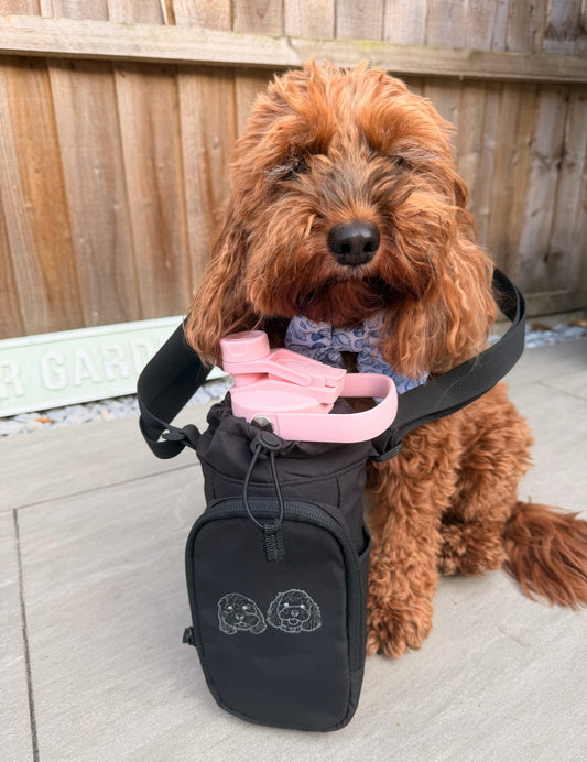 Personalised water bottle bag with adjustable shoulder strap