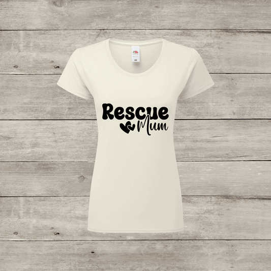 White women's T-shirt with Rescue Mum design