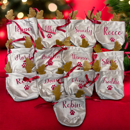 Personalised Christmas Reindeer Drawstring Bag | Perfect For Pets, Kids, Businesses