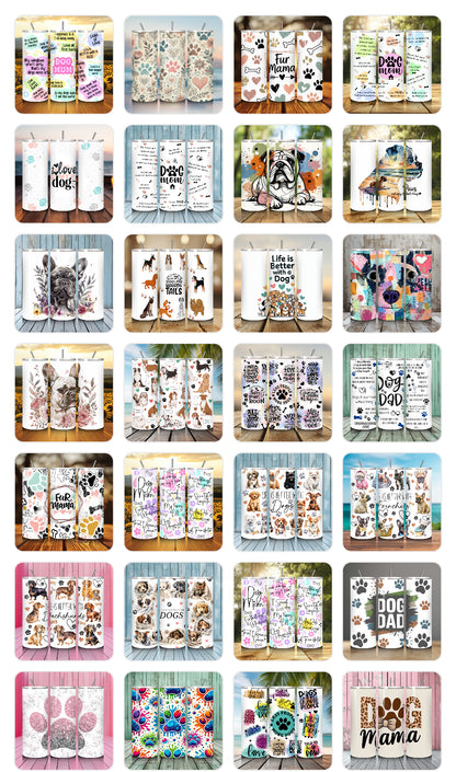 Collection of various dog-themed tumblers