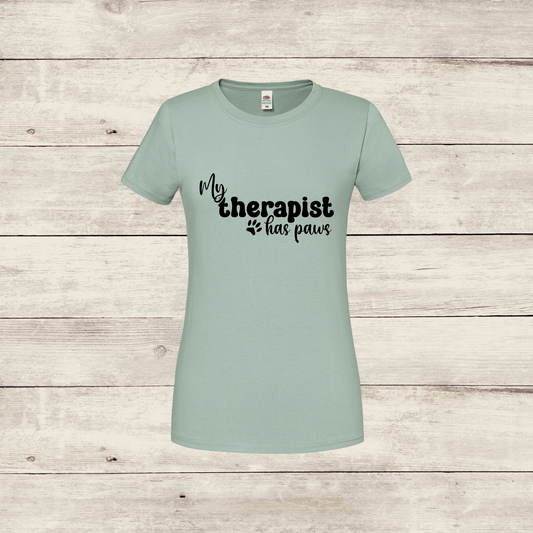 t shirt with my therapist has paws in black