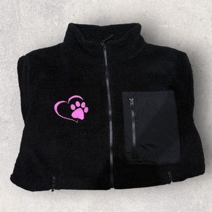 Embroidered Unisex Borg Fleece Zipped Jacket