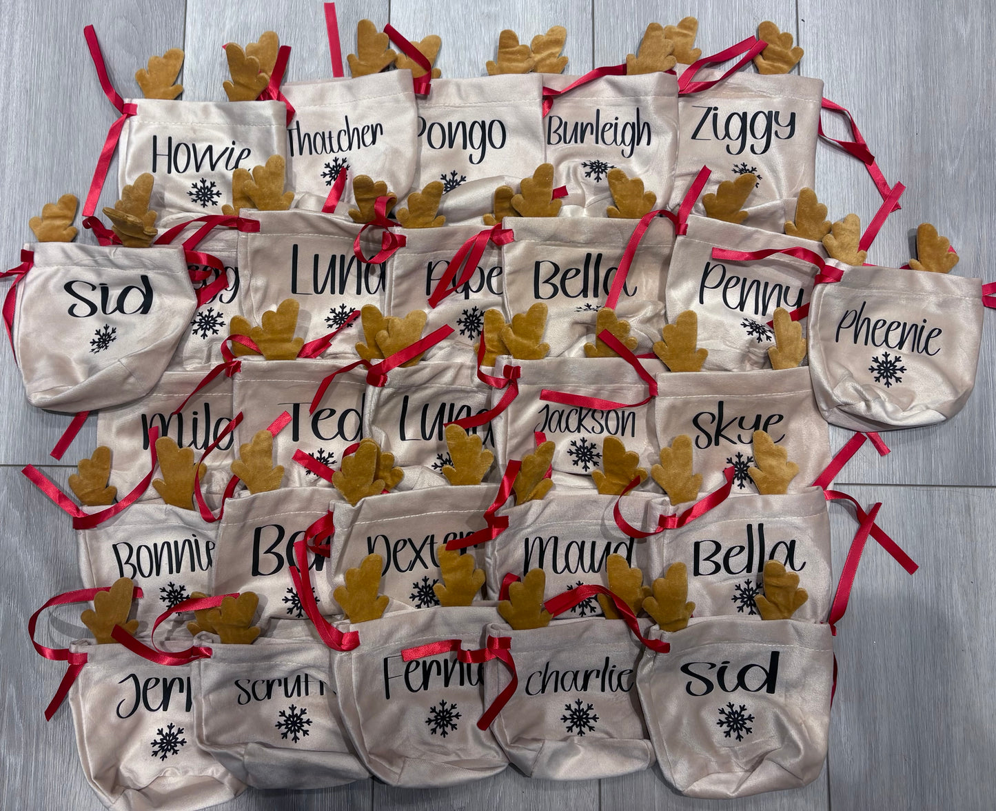 Personalised Christmas Reindeer Drawstring Bag | Perfect For Pets, Kids, Businesses