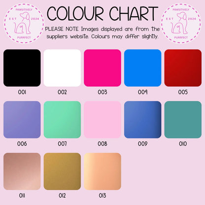 Womens Personalised Sweatshirt colour chart