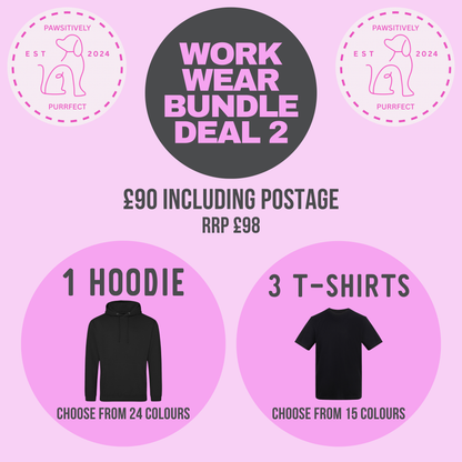 Pet Professionals Business Workwear Uniforms| Hoodie x 1 & T Shirt x 3 | FREE POSTAGE