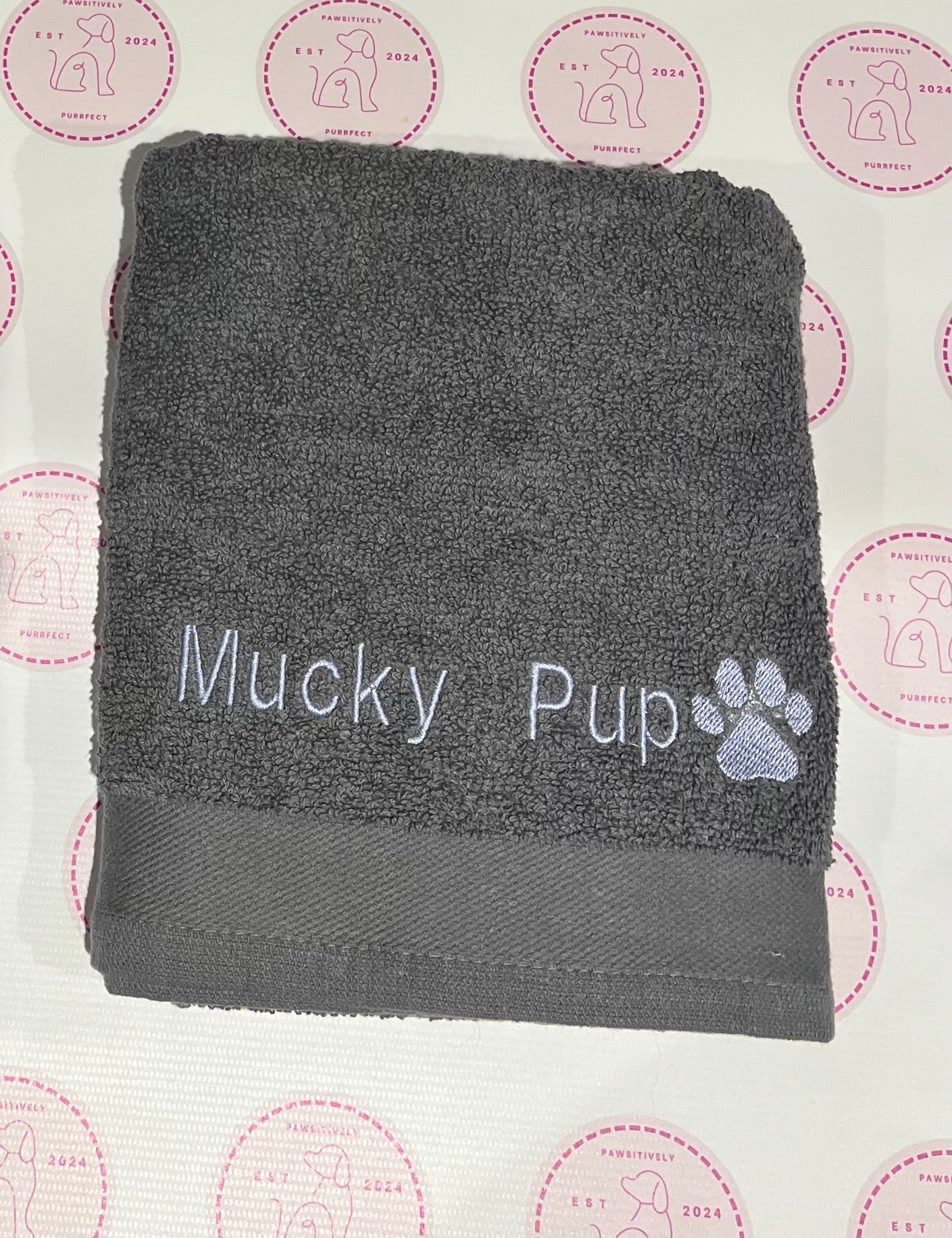 Personalised 'Mucky Pup' Embroidered Pet Towel