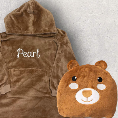 Kids Personalised Animal Hooded Blanket / Cushion
