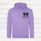 purple hoodie with dog outline and Ambers mum