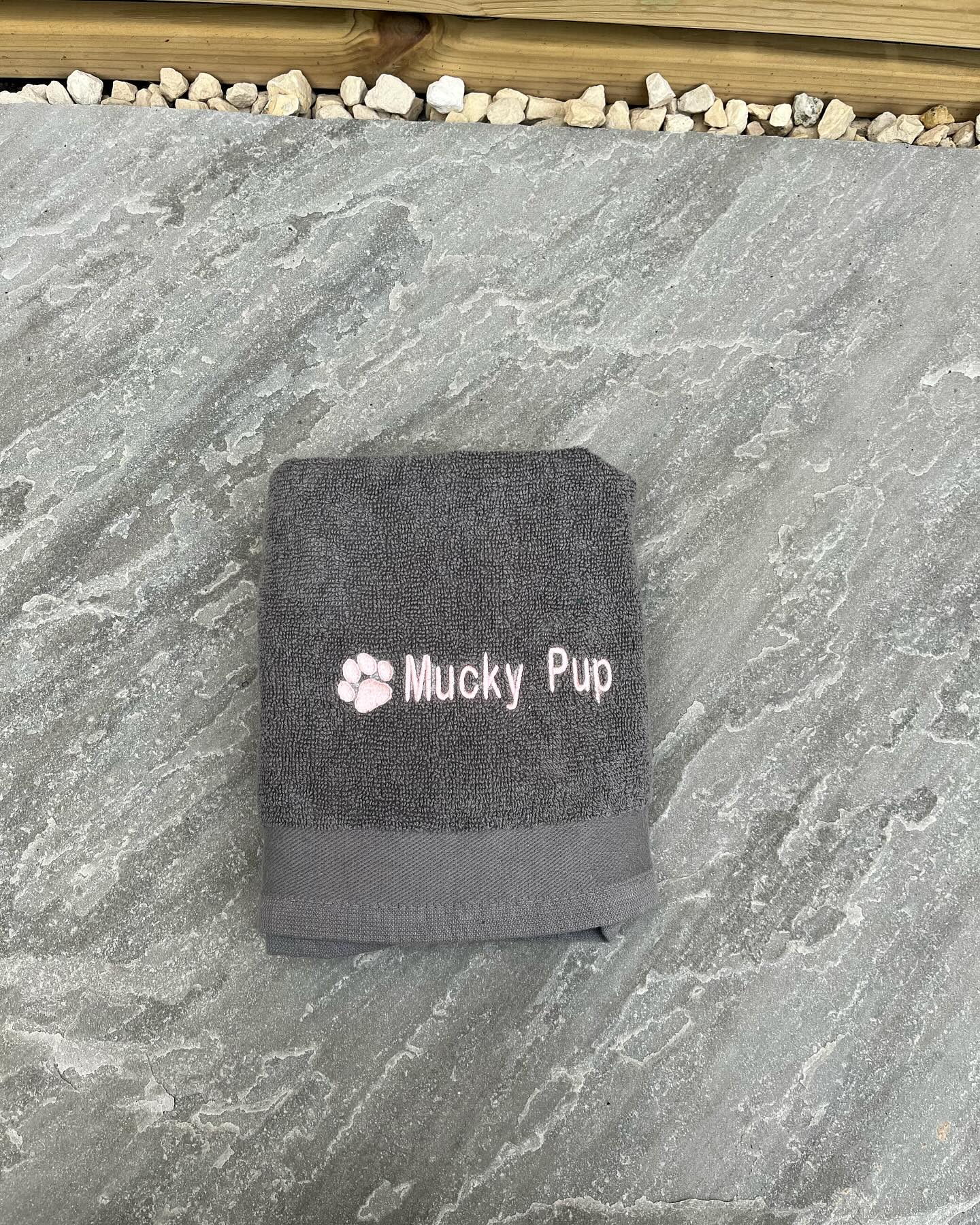 Personalised 'Mucky Pup' Embroidered Pet Towel