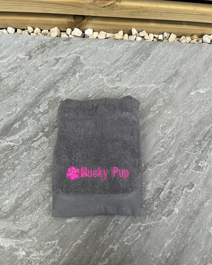 'Mucky Pup' Embroidered Pet Towel - Pawsitively Purrfect