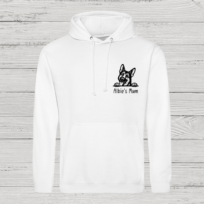 Personalised Peeking Dog Unisex Hoodie