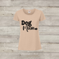Beige t-shirt with 'Dog Mum' text on a wooden surface