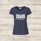 blue t shirt with dog mama in white
