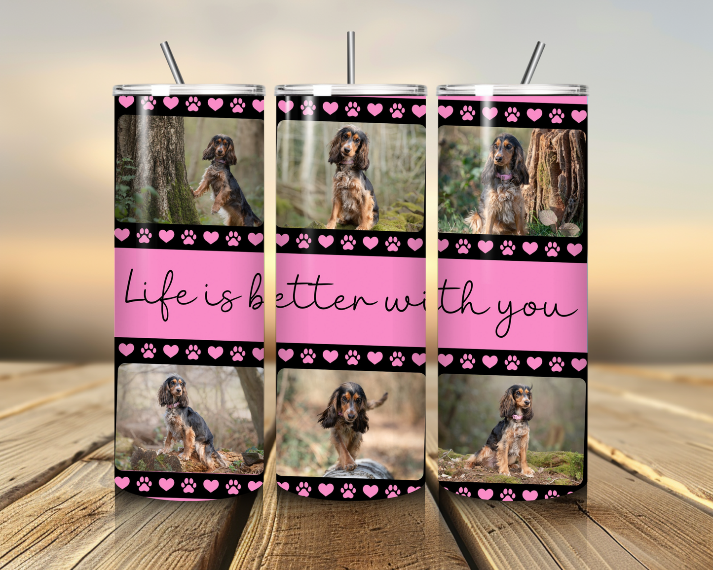 Personalised Pet Photo Film Thermal Stainless Steel Tumbler 20oz | Pet Gifts For Humans |