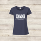 blue t shirt with dog mama in white