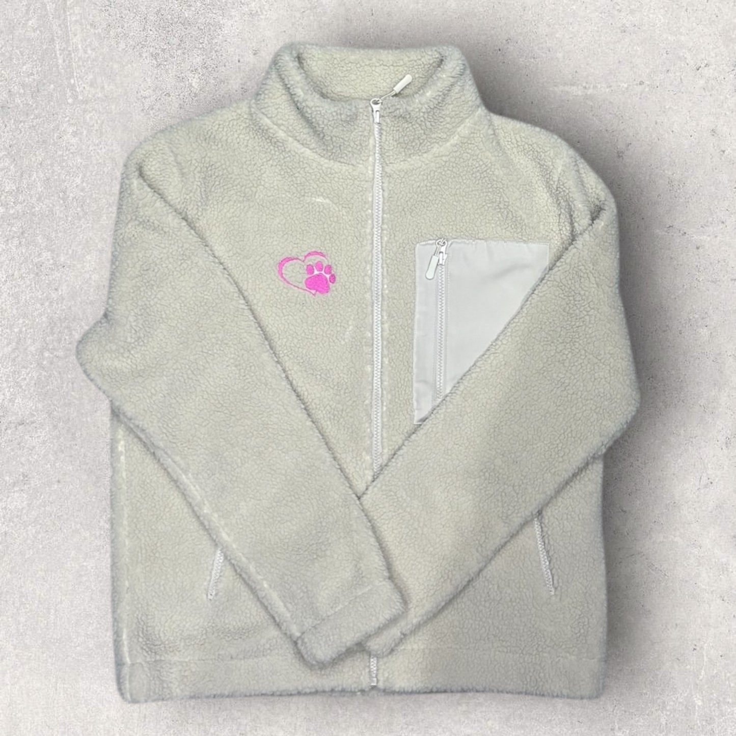 Embroidered Unisex Borg Fleece Zipped Jacket