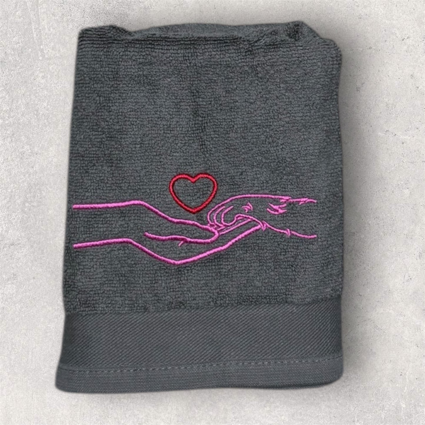 Human Hand & Paw Print Embroidered Pet Towel - Lots Of Colours