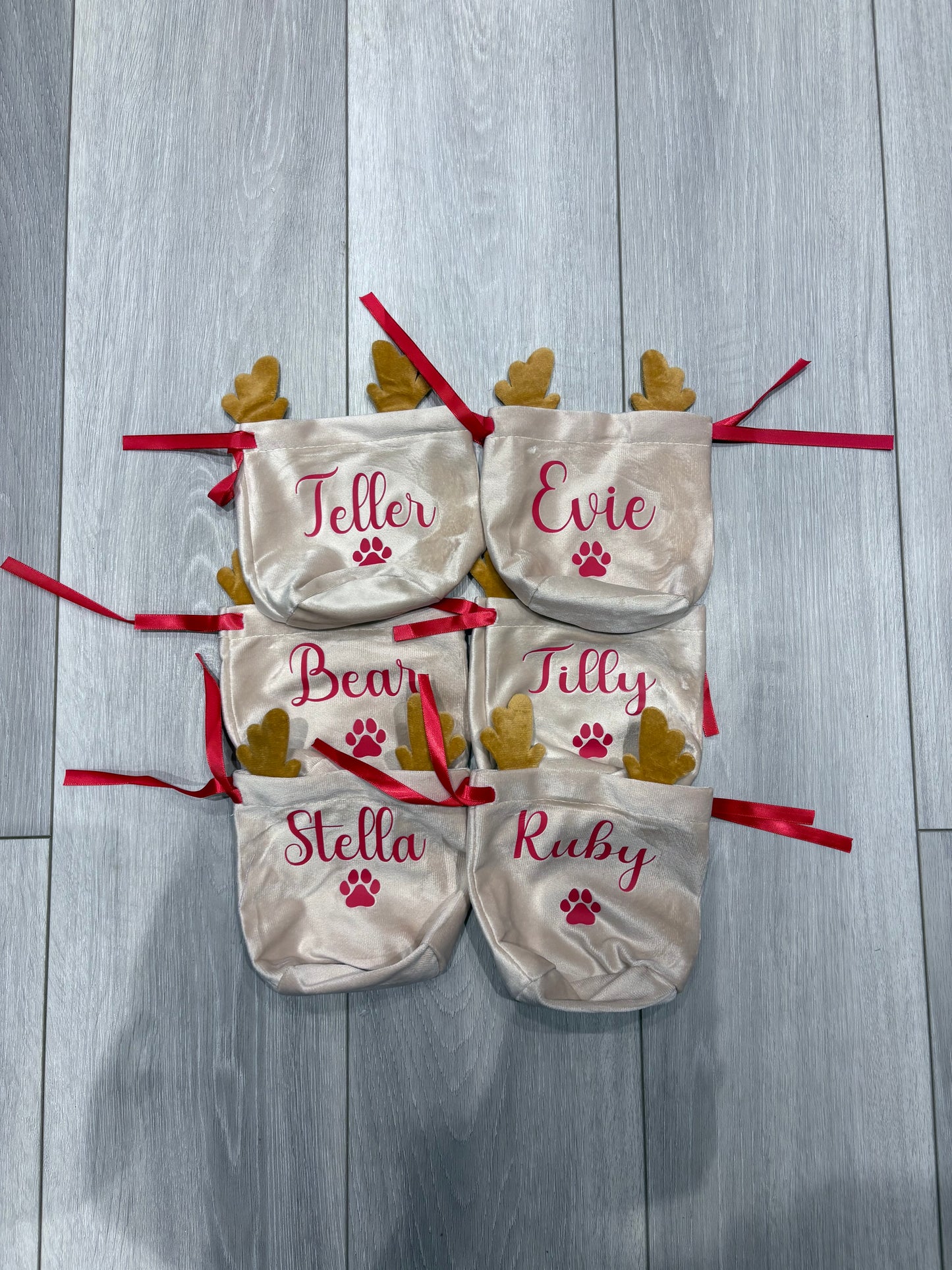 Personalised Christmas Reindeer Drawstring Bag | Perfect For Pets, Kids, Businesses