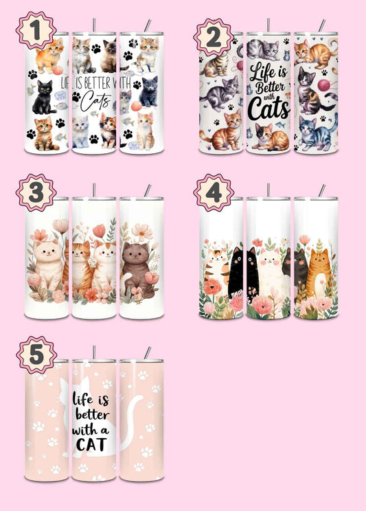 Cat Themed Thermal Stainless Steel Tumbler 20oz - Dogs | Choose Design