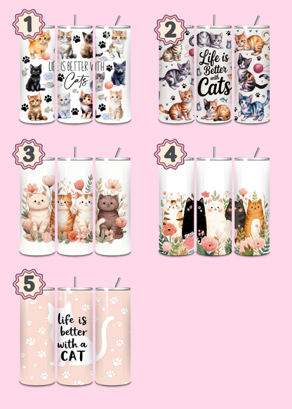 Cat Themed Thermal Stainless Steel Tumbler 20oz - Dogs | Pet Gifts For Humans | Choose Design