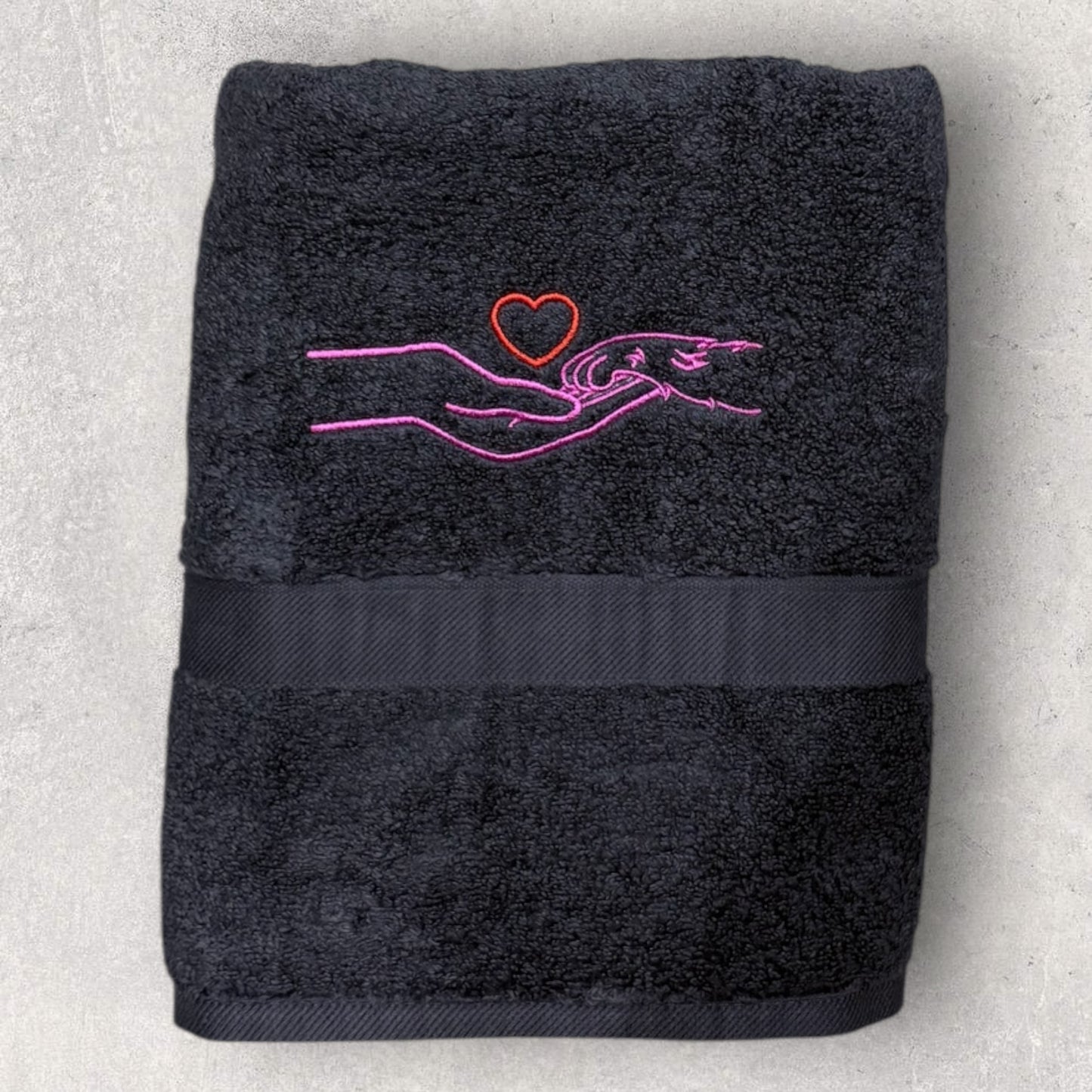 Human Hand & Paw Print Embroidered Pet Towel | Lots Of Colours