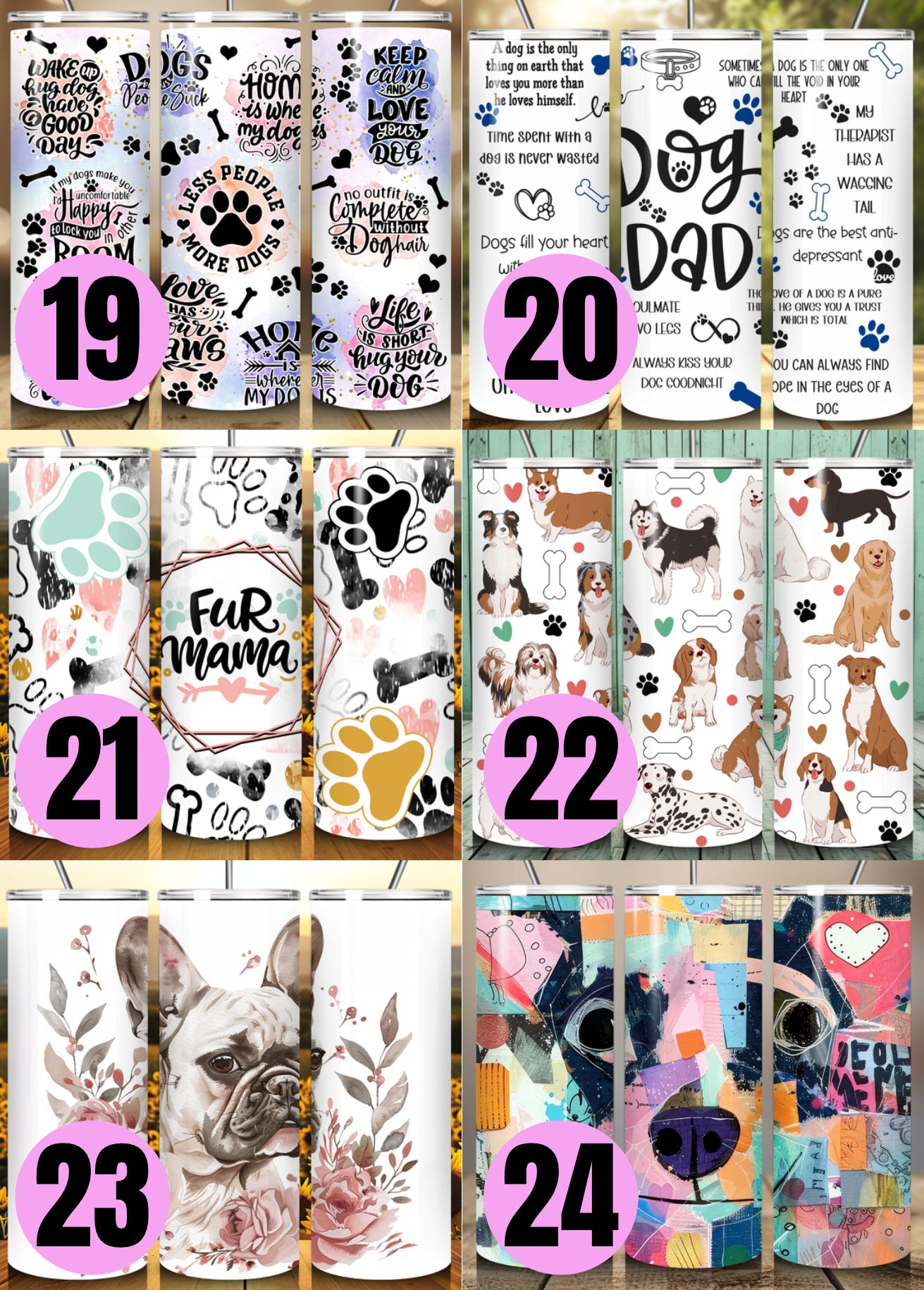 Pet Themed Thermal Stainless Steel Tumbler 20oz - Dogs | Pet Gifts For Humans | Choose Design