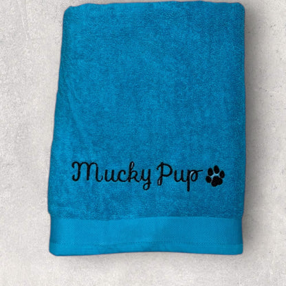 'Mucky Pup' Embroidered Pet Towel - Lots Of Colours