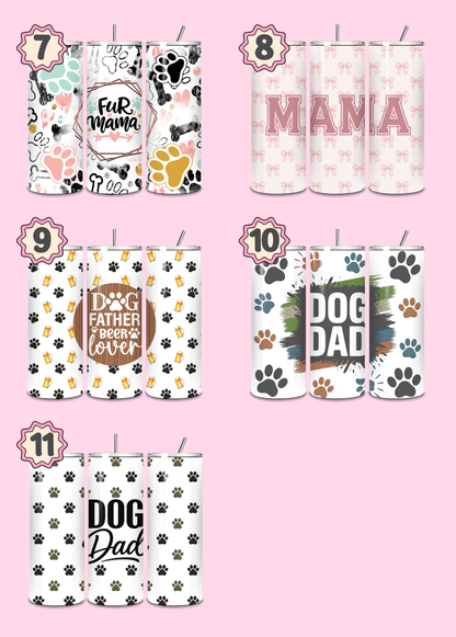 Dog Parent Themed Thermal Stainless Steel Tumbler 20oz - Dogs | Pet Gifts For Humans | Choose Design