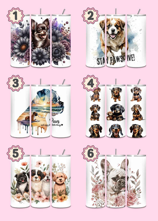 Dog Themed Thermal Stainless Steel Tumbler 20oz - Dogs | Choose Design