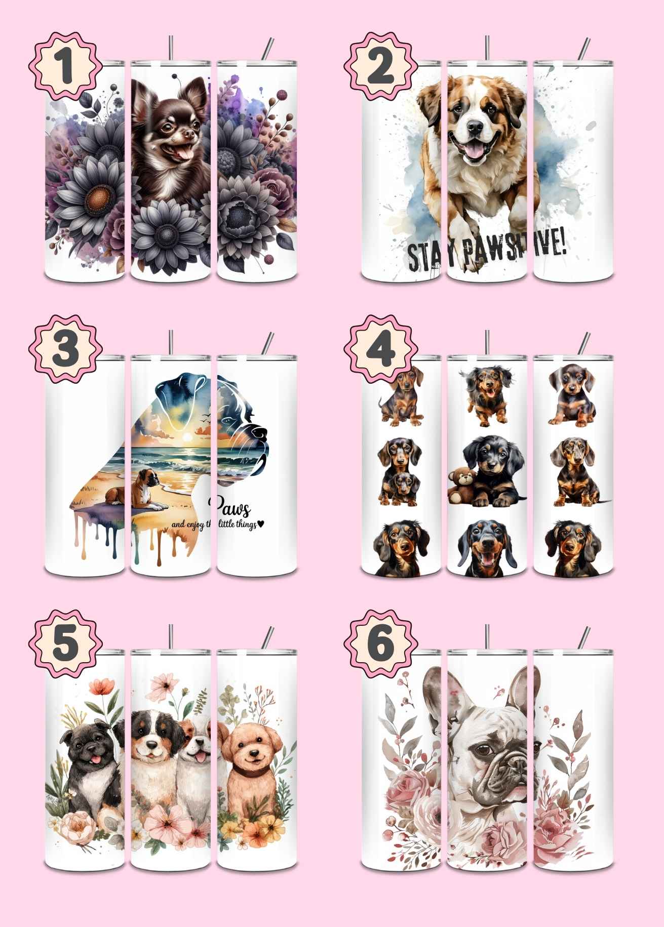 Dog Themed Thermal Stainless Steel Tumbler 20oz - Dogs | Choose Design
