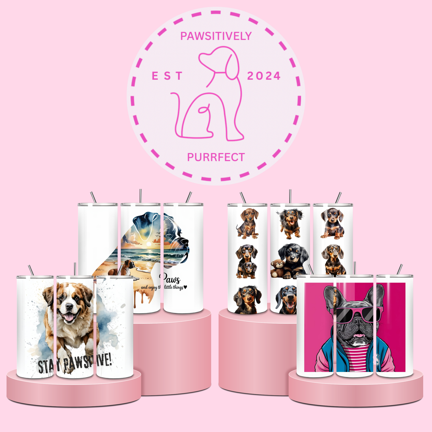 Dog Themed Thermal Stainless Steel Tumbler 20oz - Dogs | Pet Gifts For Humans | Choose Design