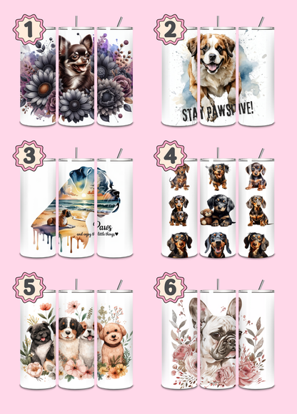 Dog Themed Thermal Stainless Steel Tumbler 20oz - Dogs | Pet Gifts For Humans | Choose Design