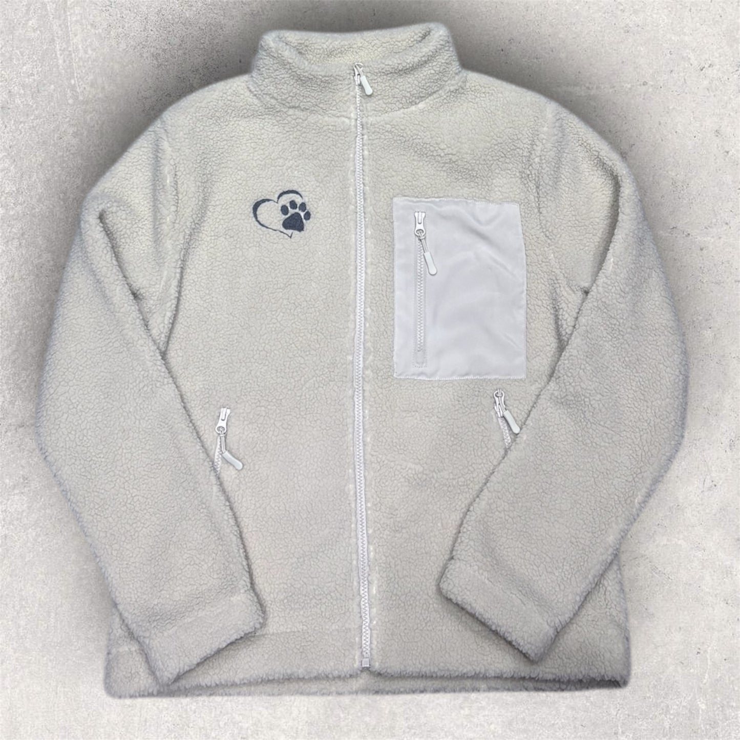 Embroidered Unisex Borg Fleece Zipped Jacket