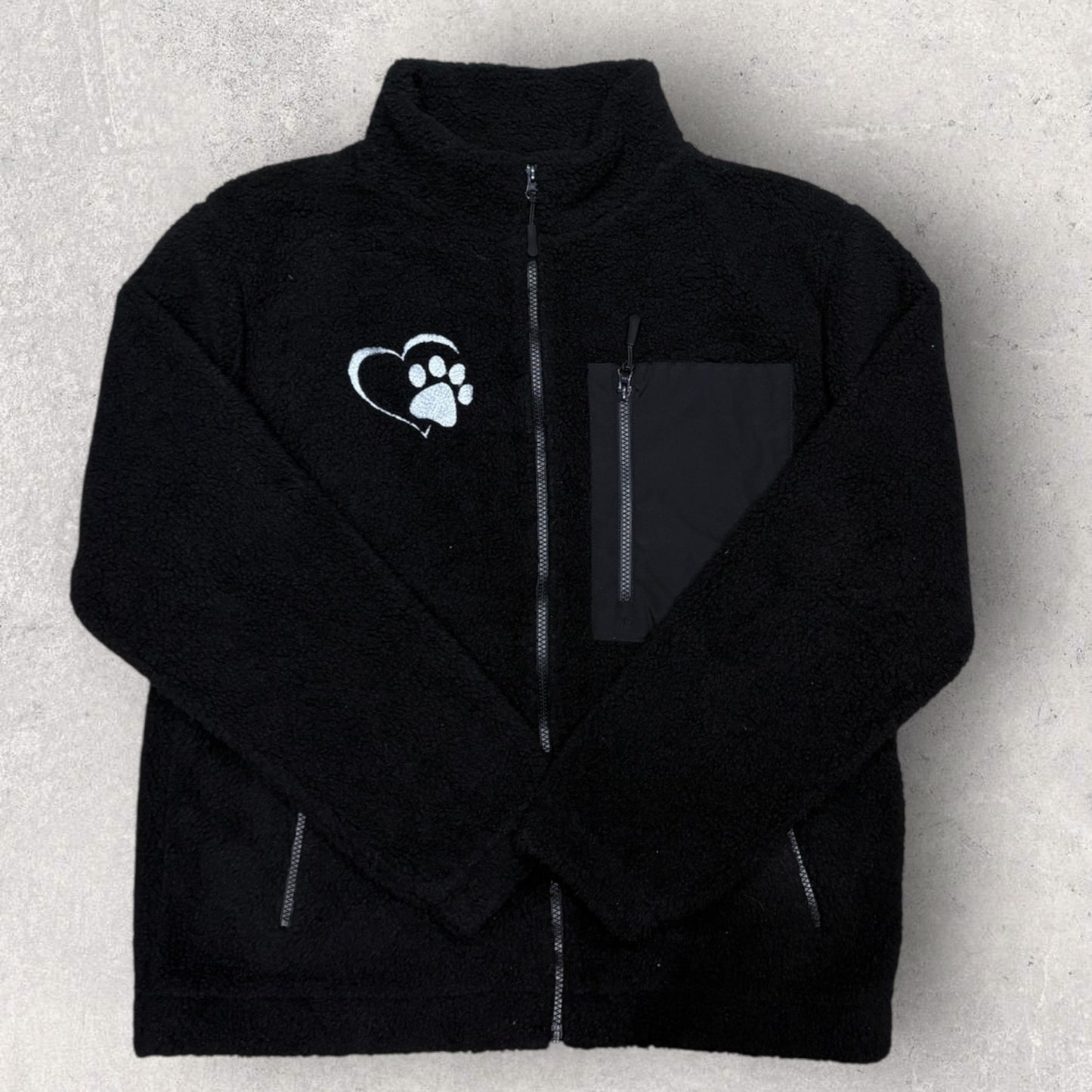 Embroidered Unisex Borg Fleece Zipped Jacket