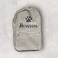 Gray backpack with paw print and 'Howson' text on a light gray background
