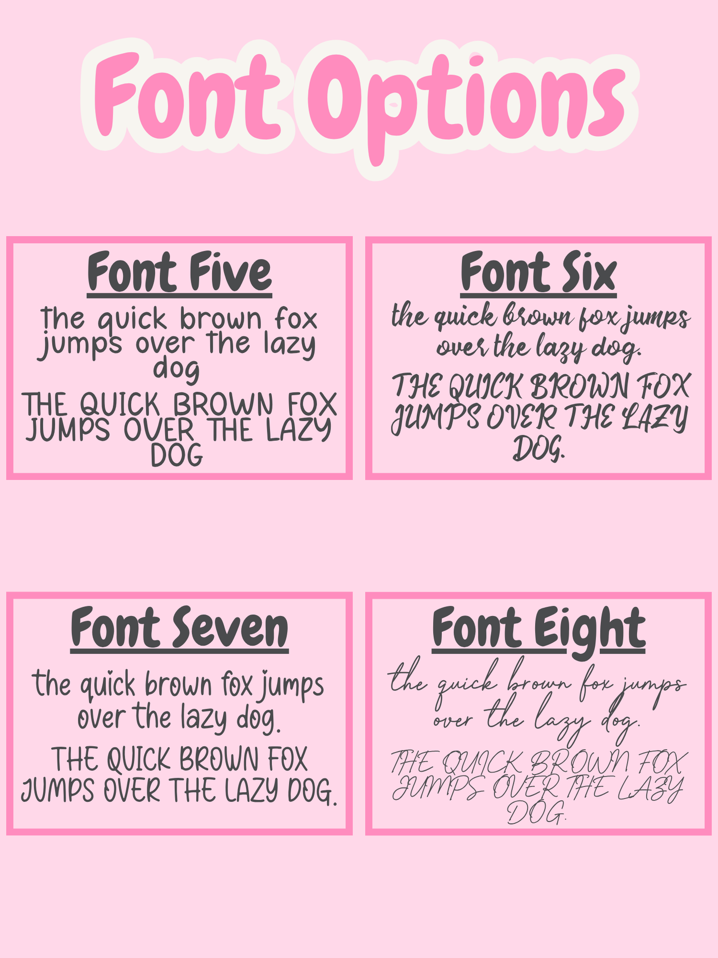 Comparison of different font styles on a pink background