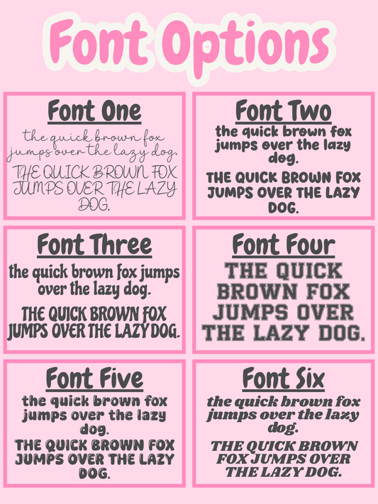 Comparison of different font styles on a pink background