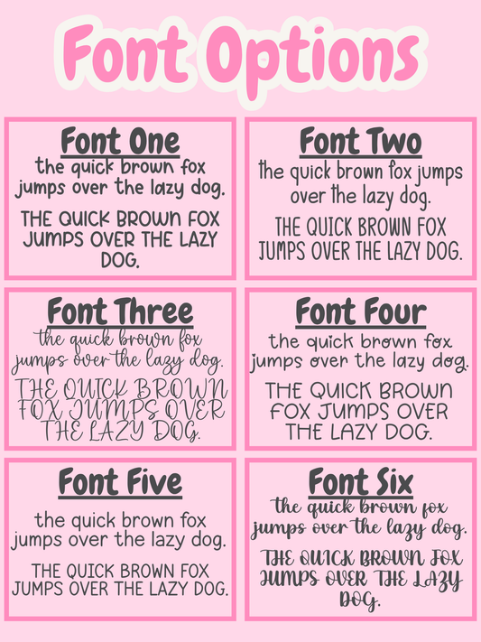 Comparison of different font styles on a pink background