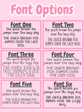 Comparison of different font styles on a pink background