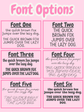 Comparison of different font styles on a pink background
