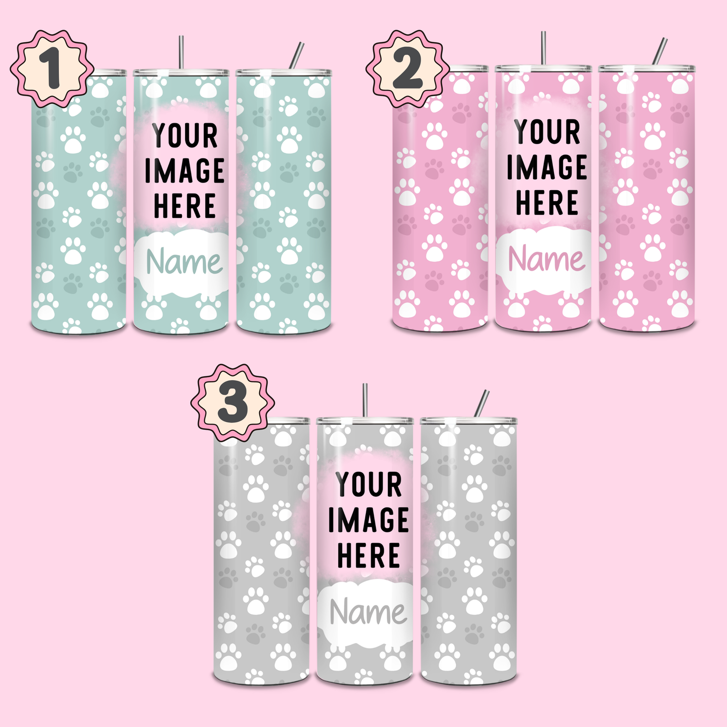 Personalised Paw Print Photo Thermal Stainless Steel Tumbler 20oz | Pet Gifts For Humans |