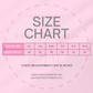 Size chart for children's clothing on a pink background with brand name 'Pawsitively Purrfect'.